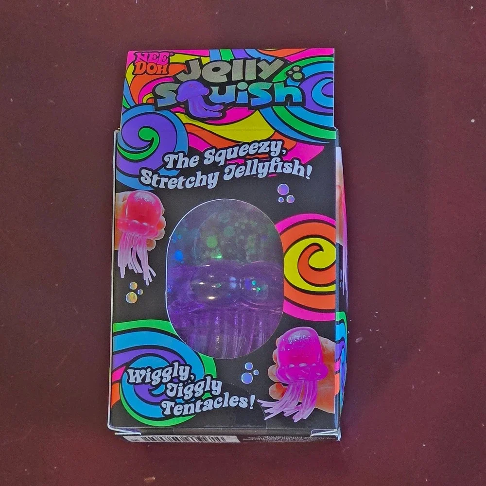 Viral Schylling NeeDoh JellySquish Purple Glitter Jellyfish Fidget Toy J